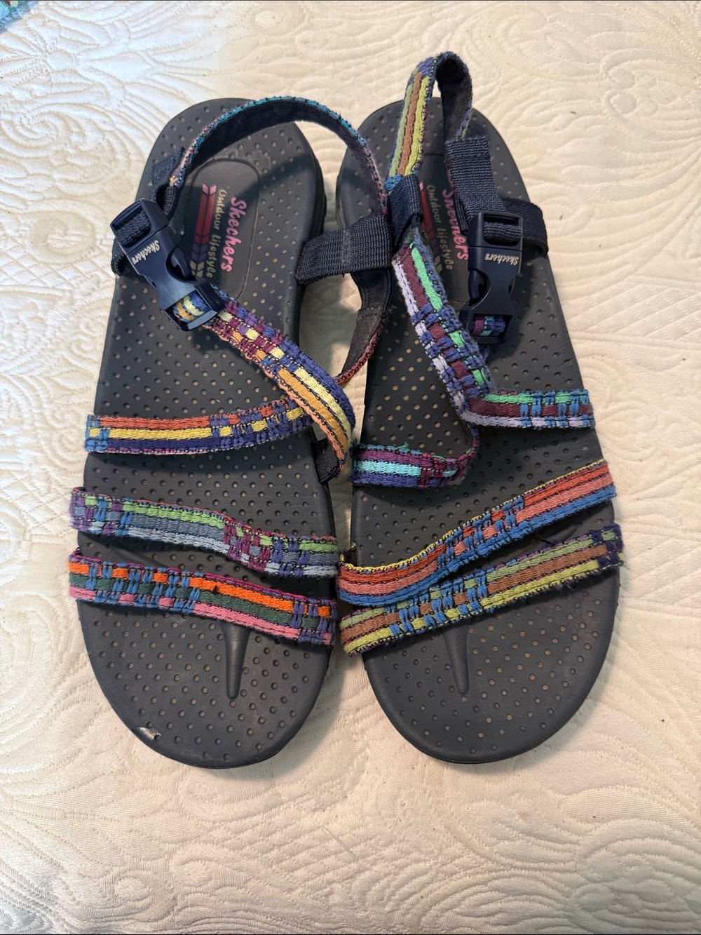 Skechers Kids Black Sandals with Colorful Straps